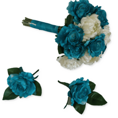 teal-bouquet-bouttoniere