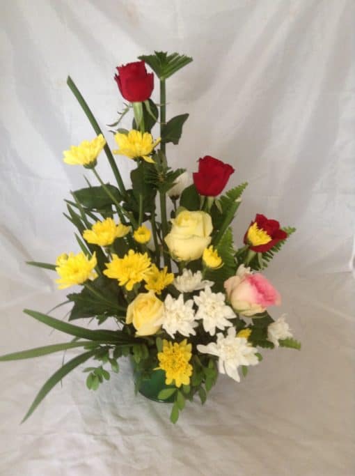 yellow and red roses floral gift