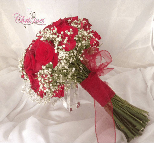 red roses wedding bouquet