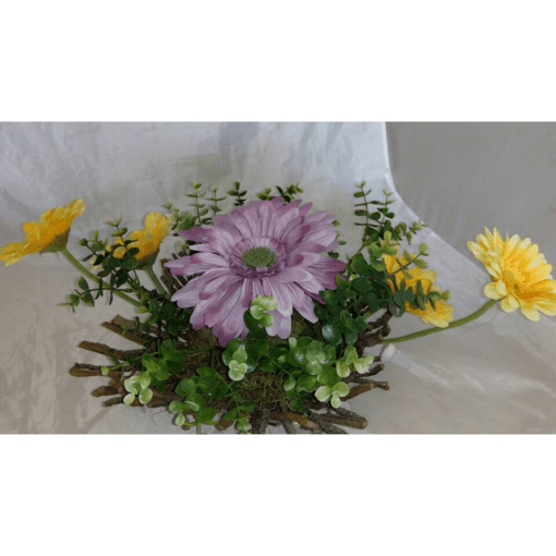 purple yellow artificial flowers